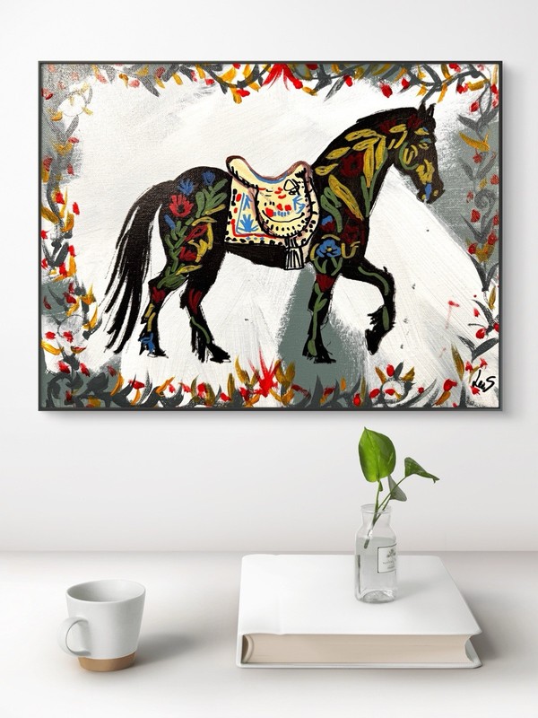 SAMATOWIC Original Abstract Decorative Horse 11x14 Handmade Signed Fine Art 278 gallery