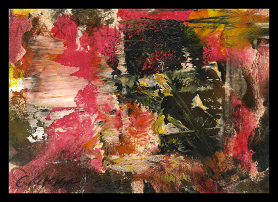 Surrounded by Pink Ice ABSTRACT original oil painting ACEO miniature ART signed