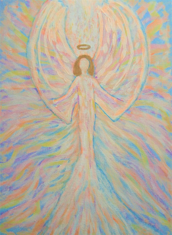 Painting Angel Original Signed Art Christian Angels Rainbow Artist Carla Dancey