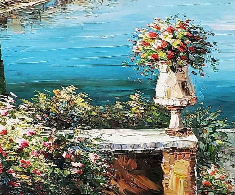 Mediterranean View #6G-4, 36x48 - 100% Hand painted Oil Painting on Canvas gallery