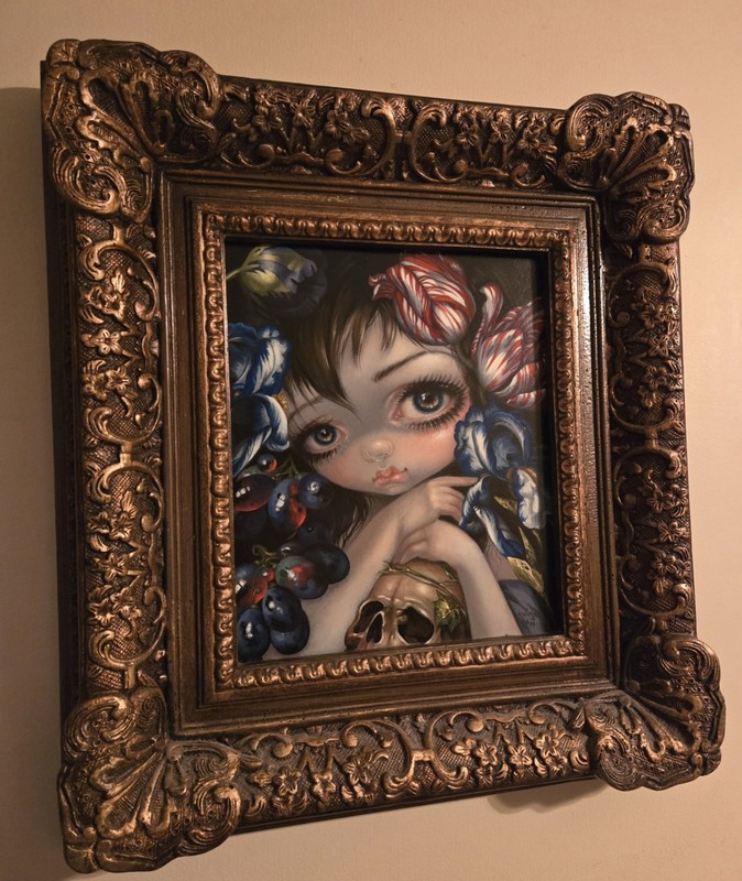 Jasmine Becket-Griffith ORIGINAL PAINTING Stilleven skull big eye art gallery