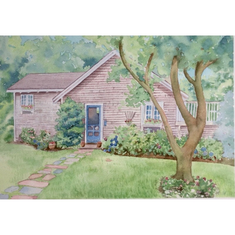 Custom house portrait hand painted in watercolor from your photo, 9x12” gallery