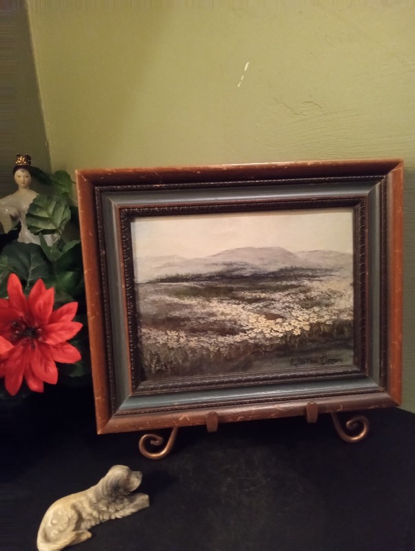 Beautiful Original Oil Painting Of Daisy’s With Mountains By Phyllis Noe Pflomm