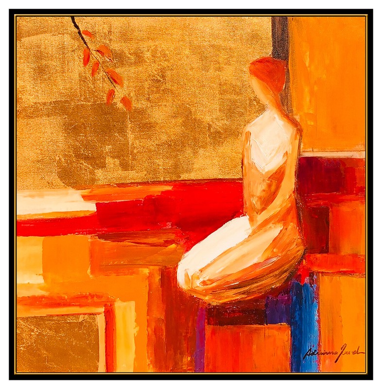 Adriana Naveh Painting Original Acrylic On Board Signed Female Still Life Framed gallery
