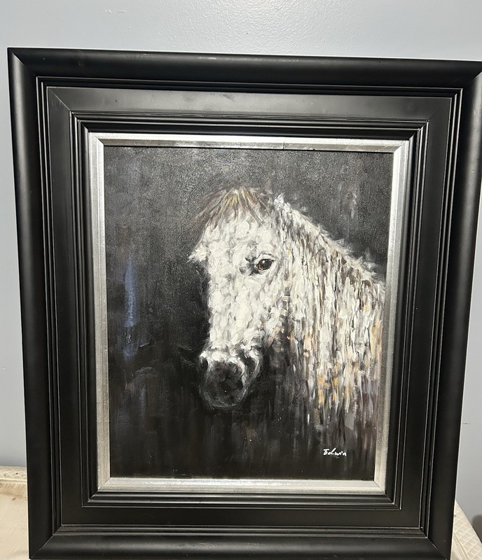 Telman Signed Framed Impressionist Horse Animal Painting, Medium, Single Piece