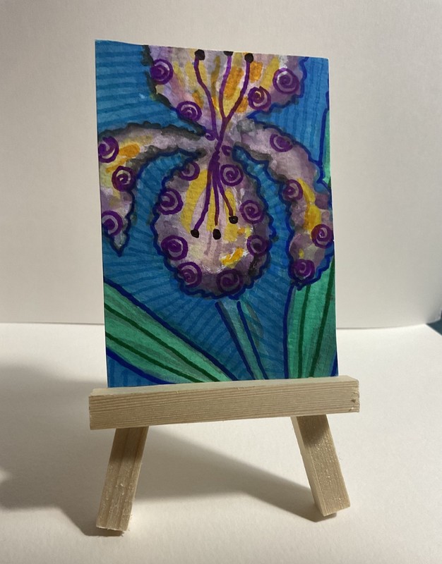 «Iris» Original watercolor/pen AECO signed by artist