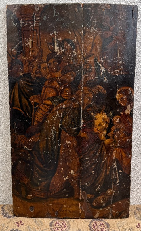 Antique 16th C. St Joseph Virgin Mary Christ Wise Men Spanish Tempera Painting