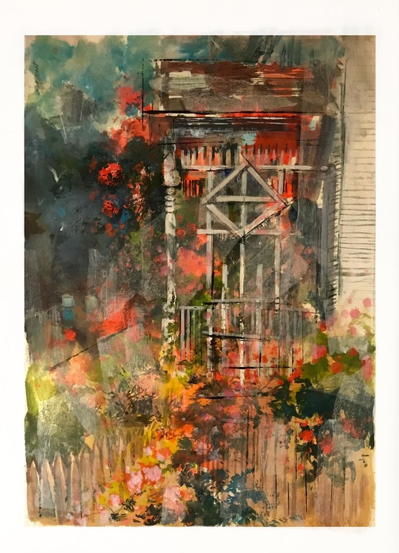 Provincetown Trellis 40×30 in. Original Acrylic on panel Hall Groat Sr.