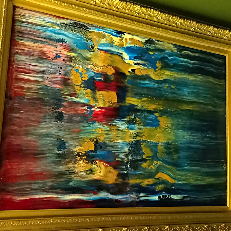 Abstract Blue/Gold/Red Painting Artwork Framed Single Piece Abstract Art Theme