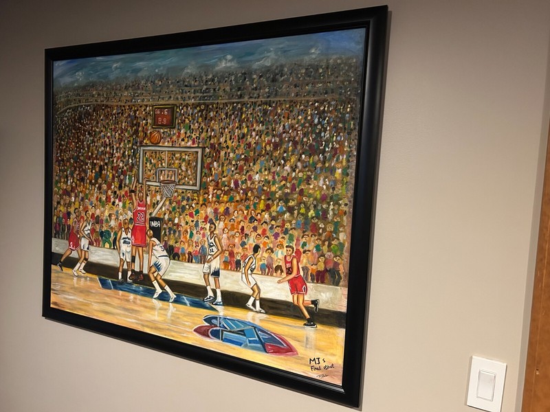 Michael Jordan ORIGINAL Oil Panting "MJs Final Shot" 1998 NBA Finals SIGNED! gallery
