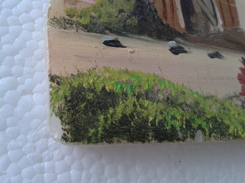 The painting is on a stone that looks like marble. It is not known how old it is gallery