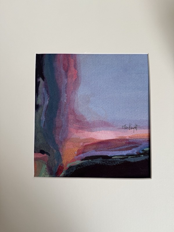 Original Fred KenKnight watercolor “Lava Fall” Volcano Series painting Signed