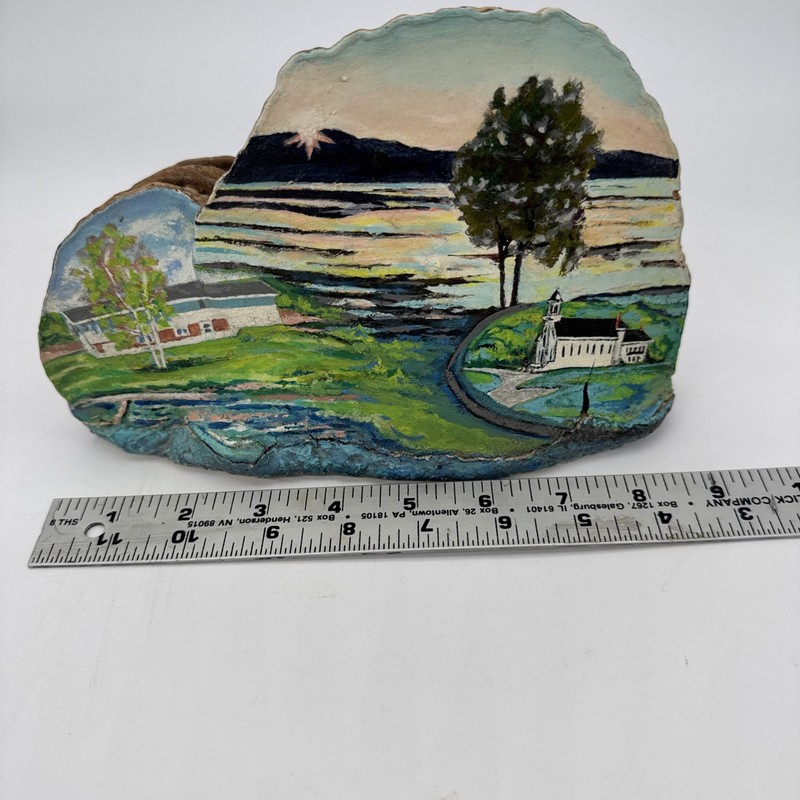 Hand Painted Vintage Multi Scene Sunset On Artist’s Conk Mushroom Signed 1991 CA gallery