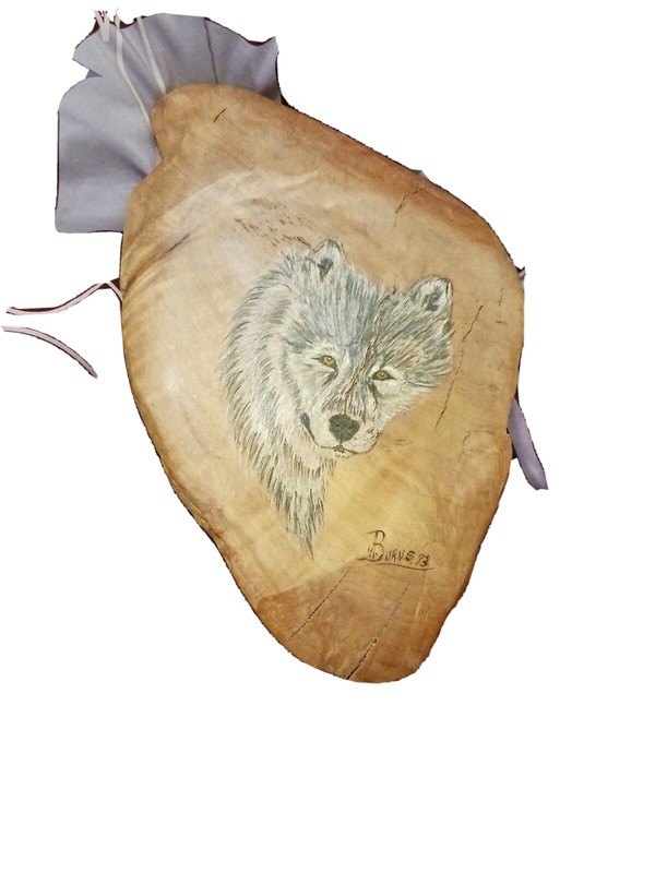 Folk Art Wolf Handpainted, Signed By Canadian Wildlife Artist Angus Burns (N16)