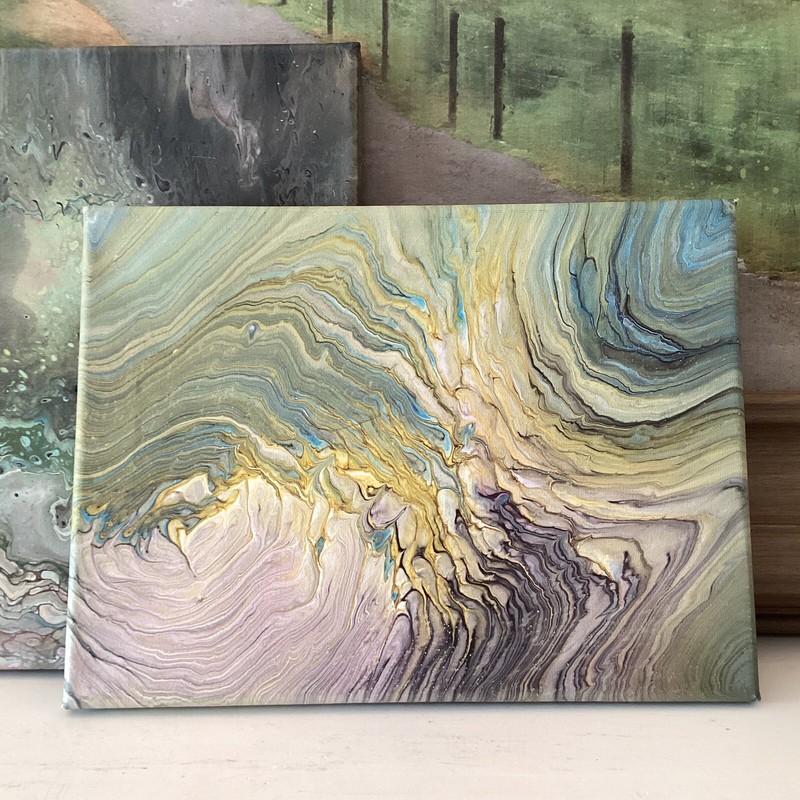 Original Art Abstract Marble Acrylic Pour Fluid Painting Canvas Wall Decor 2 Ps gallery