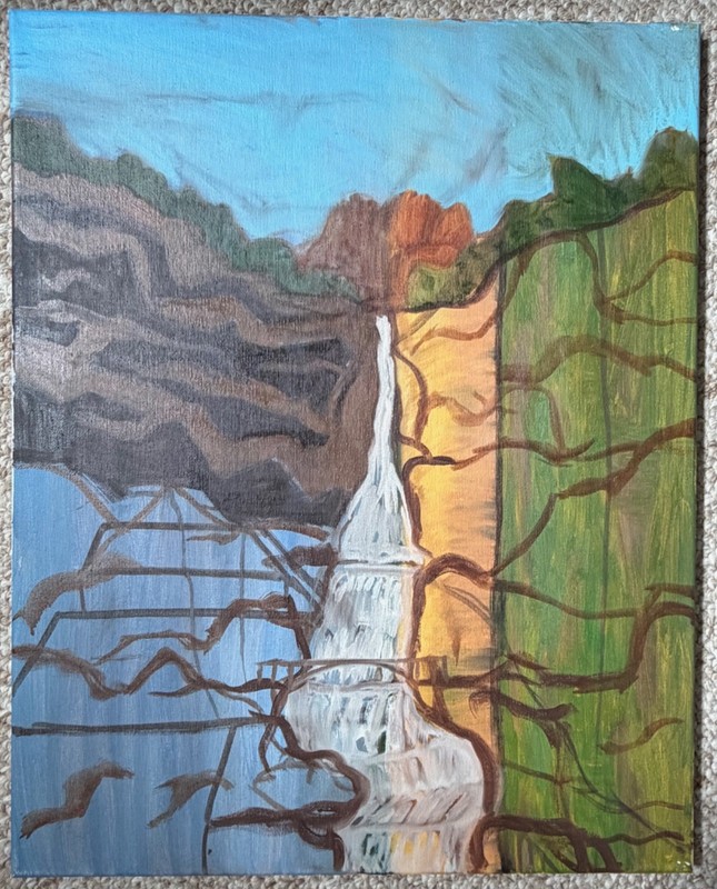Contemporary Landscape Waterfall Acrylic Painting Modern Art Wall Hanging #2