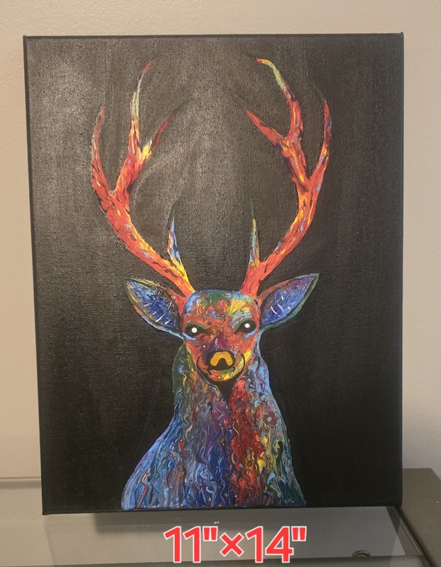 Multicoloured deer painting 11"x14" gallery