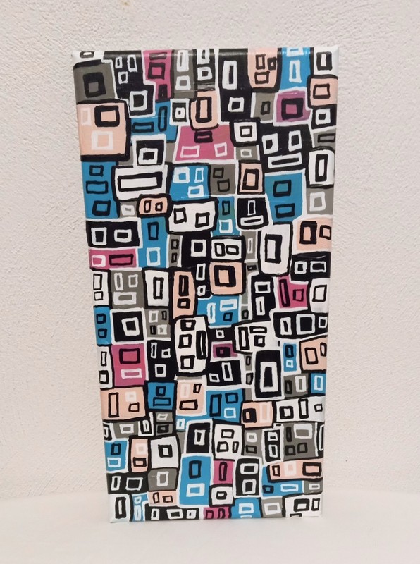 Original Abstract Acrylic Painting Contemporary Art on a 7×14 Stretched Canvas