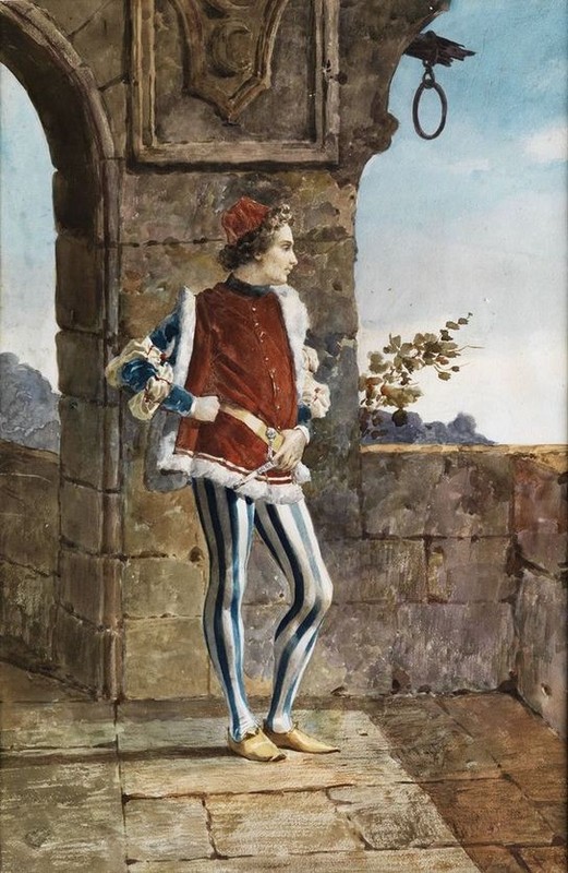 stunning oil painting handpainted on canvas-Courtly youth in medieval costume