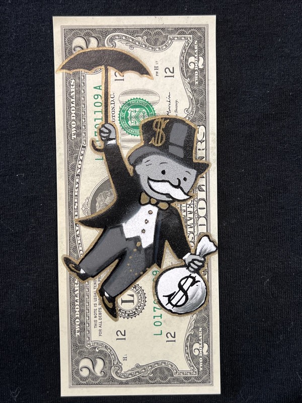 Monopoly Man Money Storm 2 Dollar bill painting Graffiti Art Street Art