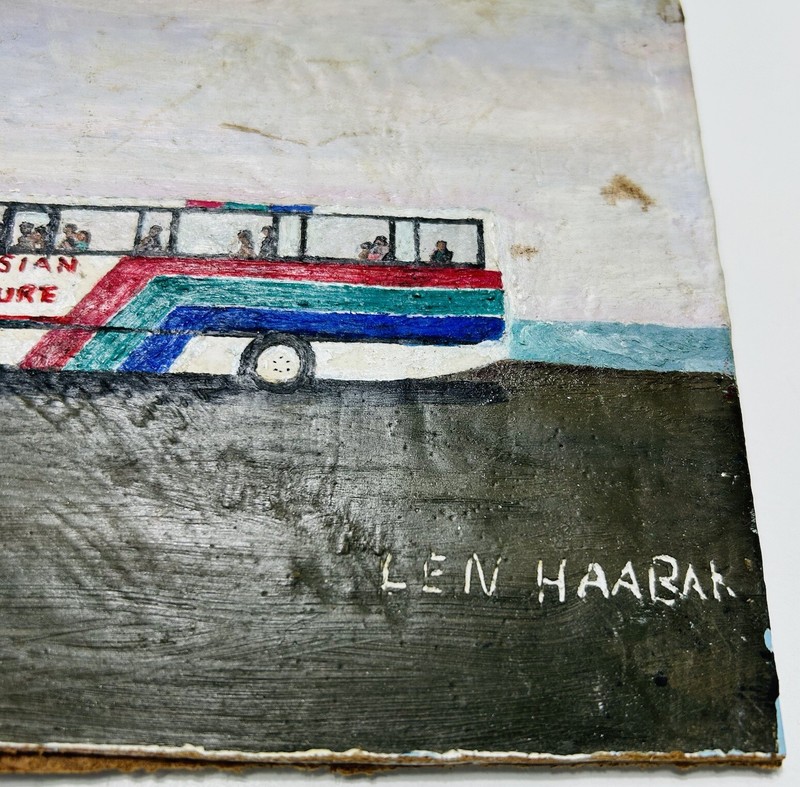 Polynesian Adventure Bus Tour Original Painting On Wood Signed By Len Haalran gallery