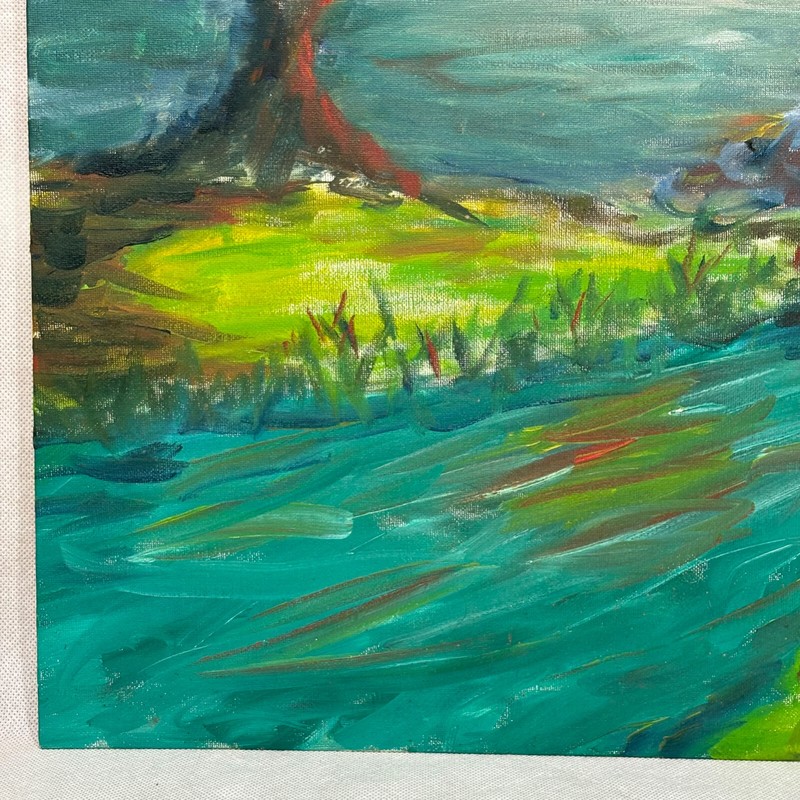 Sunset Tree River Outdoor Landscape Painting 18 x 24 Fredrix Canvas Panel gallery