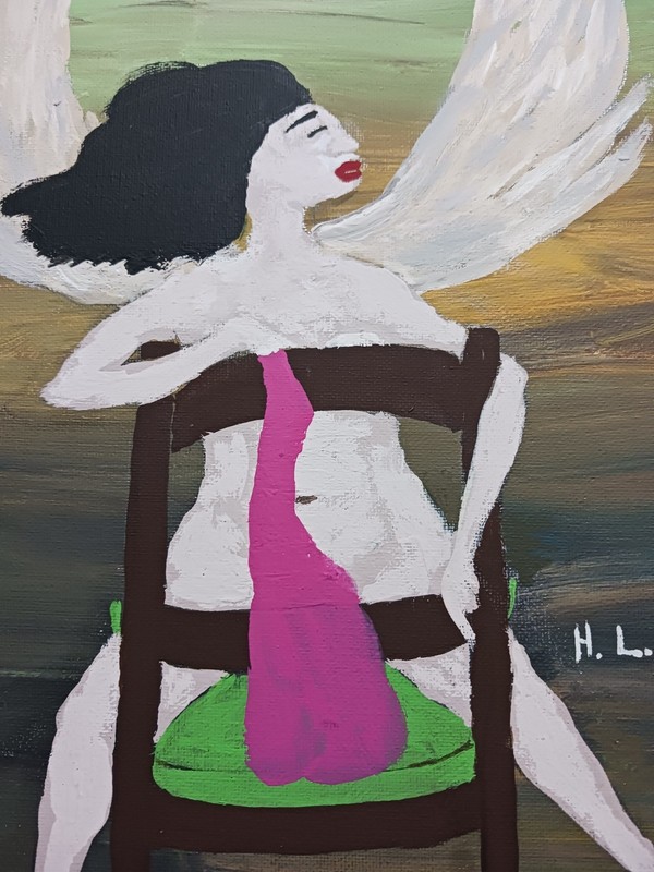 FEMALE PORTRAIT PAINTING 12x16 TITLED (TO HEAVEN IN MY EAZYCHAIR) HIGHER GROUND gallery