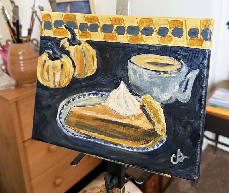 Original Painting Fall Vibes Folk Art Pumpkin Spice Signed Acrylic 8X10 Coffee