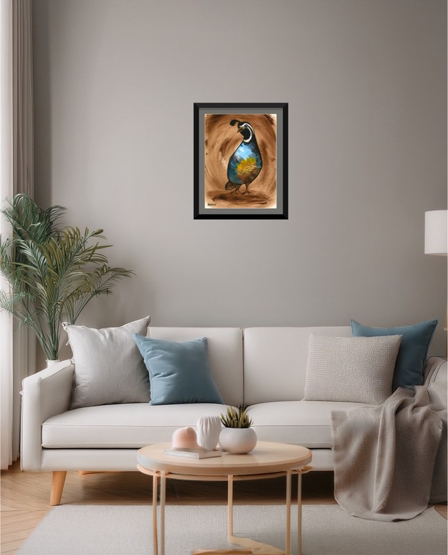 9x12 Original California Quail Painting Bird Abstract Wildlife Acrylic Painting gallery