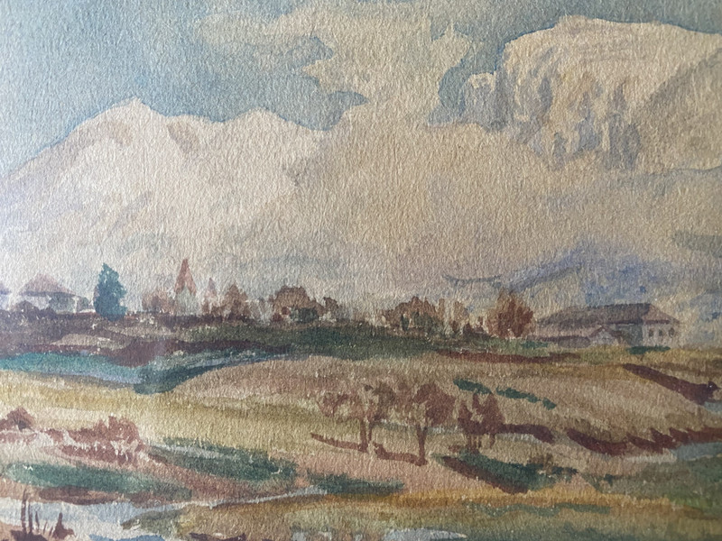 ::JOSEF MARGGRAFF *1872 WATERCOLOUR CHURCH CITY MOUNTAINS SOUTH BAVARIA MEADOWS RIVER ALPINE PASTURE gallery