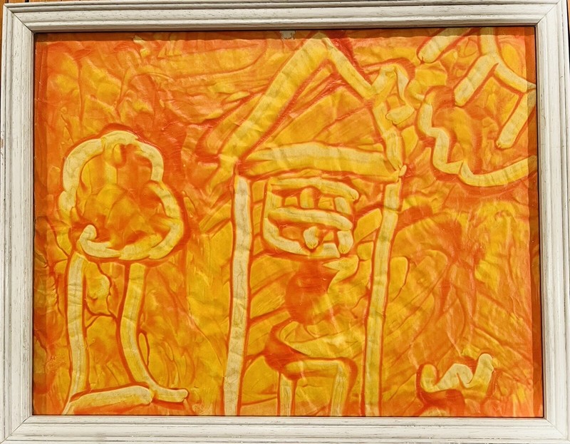Framed Unique Artwork Handmade Abstract: Sweet Home 13 (w) X 10 (h)