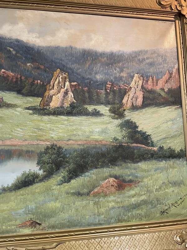 Rare Large Colorado Mountain Scene DeArnold-McKelvie 1913 Greeley History 8' x 4 gallery