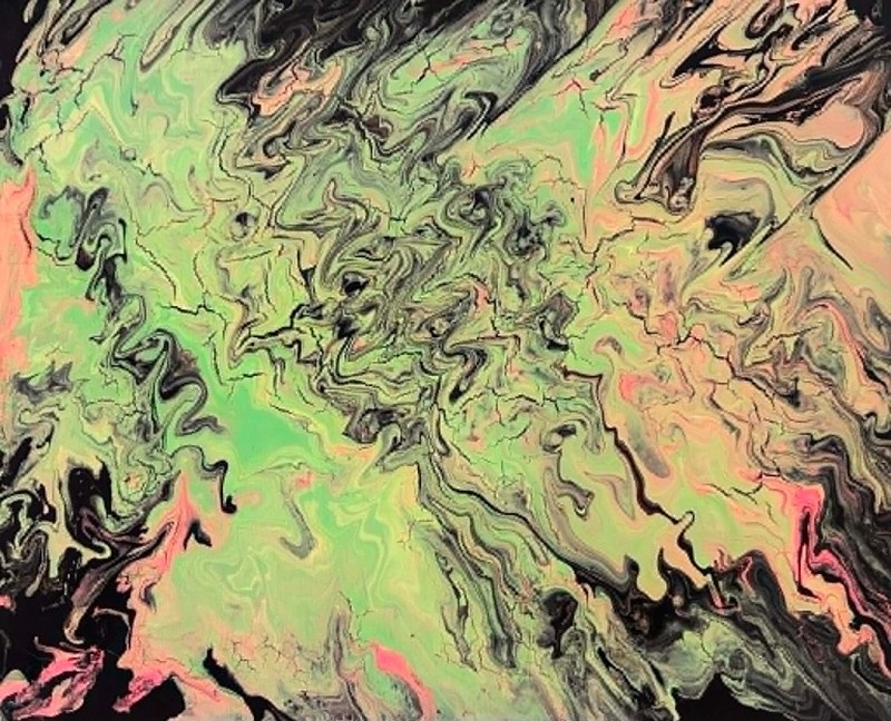 Original Acrylic Pour Painting on Canvas Neon Colors Abstract Art Home Decor