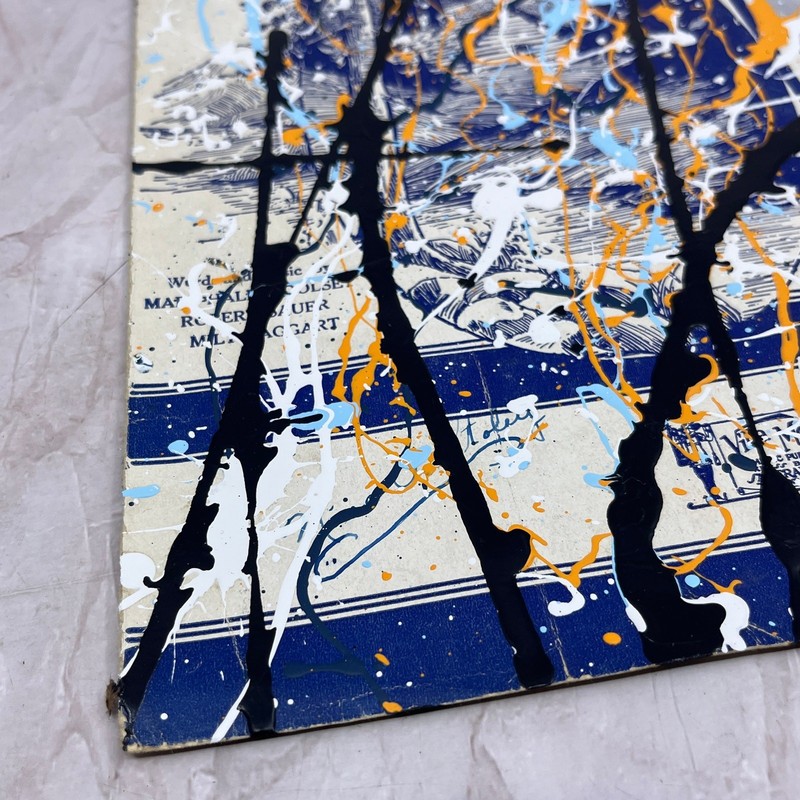 Original Abstract Art Painting Springtime in the Rockies on Antique Sheet Music gallery