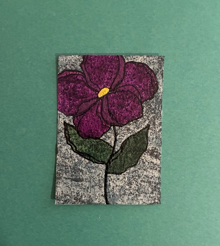 ACEO Original Acrylic Paintings Set Of 2- 2.5 X 3.5in. ~ Purple Petals 1 & 2 gallery