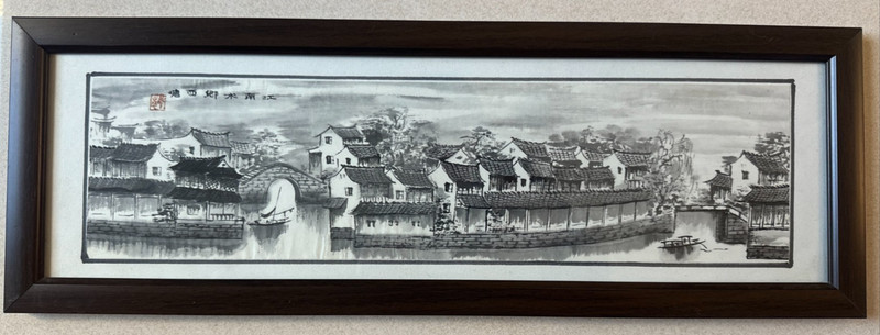 CHINESE ORIGINAL WATERCOLOR PAINTING XiTang River Water Village Landscape Signed