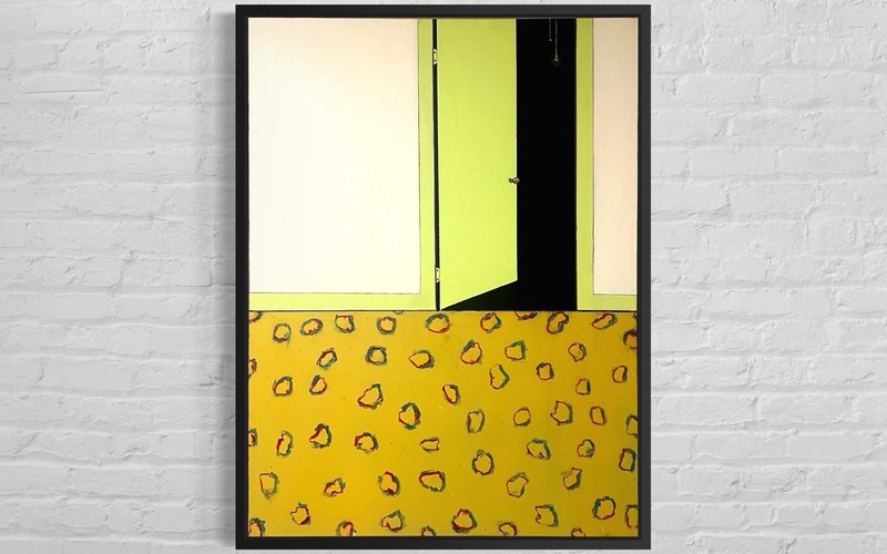 Abstract Modern Painting Wall Decor 'Study of a Green Door' Original gallery