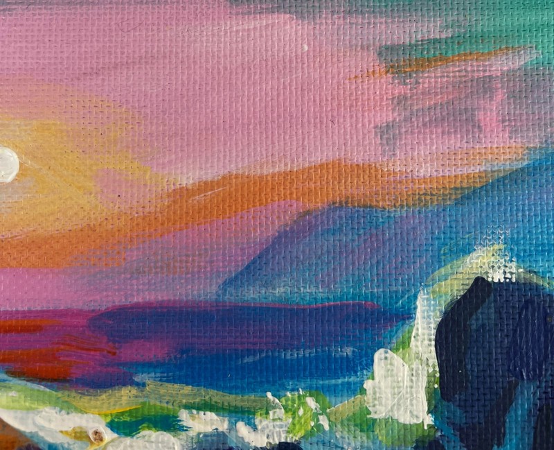 Acrylic Painting Tenderness Of Pink Sunset M. Patskan Unframed Original nAAA4838 gallery