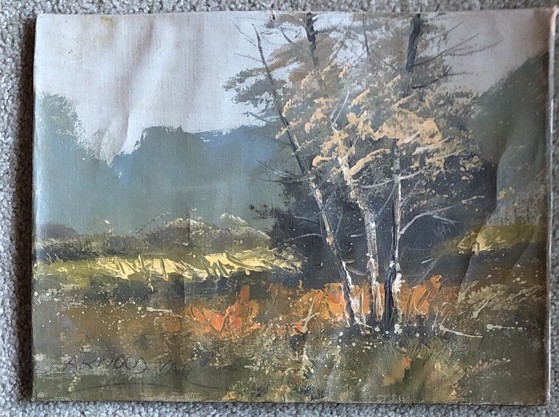 LISTED TEXAS ARTIST ARNOLD VAIL OIL PAINTING on Canvas Landscape 11 3/4 X 9