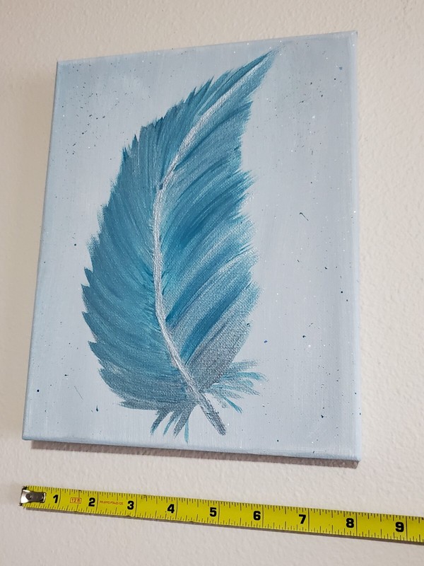 Handmade Painting Acrylic Wooden Frame 10x8 in Decor Art Feather gallery
