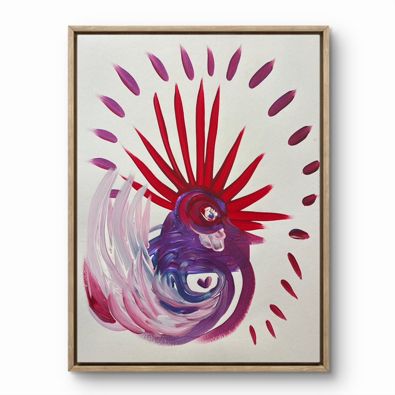 BLESSED#1534 Punk Rooster Heart 14x11 Original Paper Art Modern Abstract gallery