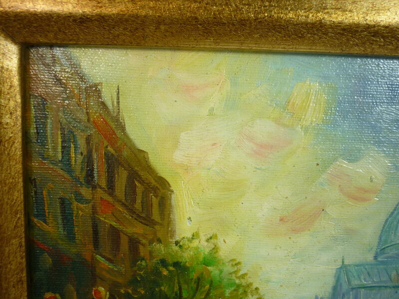 Paris Street Scene Painting Ornate 18" x 20" Baroque Frame Unknown Artist 24H023 gallery