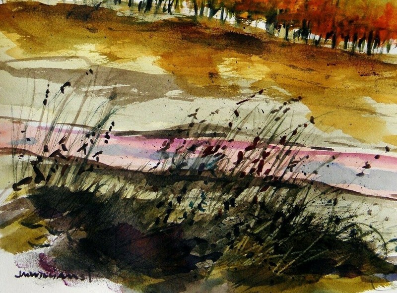 Original EVENING Landscape WATERCOLOR Painting JMW art John Williams gallery