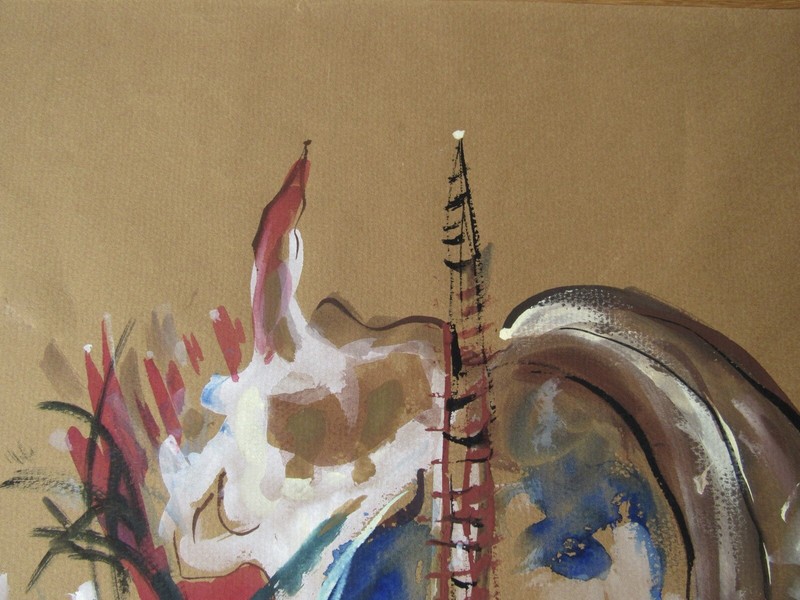 Opera Decor Gouache Drawing Signed by Jacques André Brégère set design painting gallery