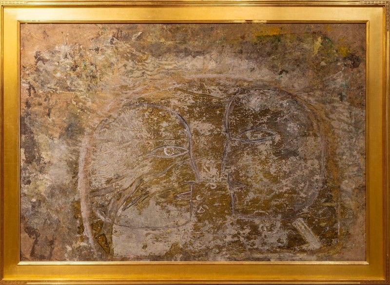 Jamali Original Untitled Massive 78 Inch Wide Figurative Mixed Media Fresco Temp