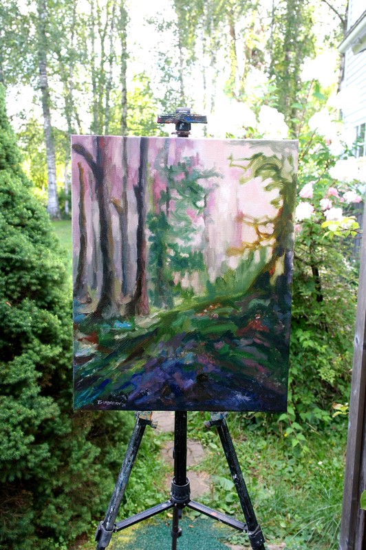 Abstract Old Forest #8 Original Oil Painting Canvas 16x20 Hand Painted YSArt gallery