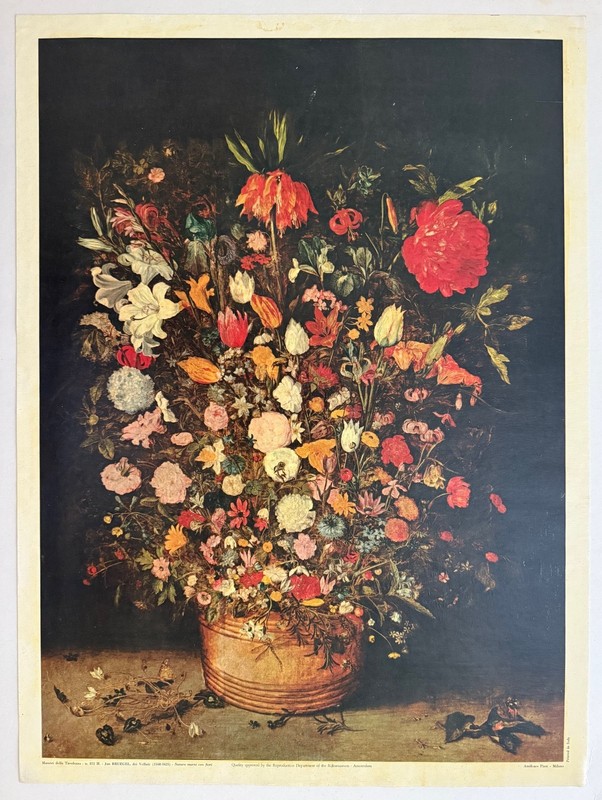 Flowers in a Brown Vase, Bruegel, on canvas commissioned by Rijkmuseum