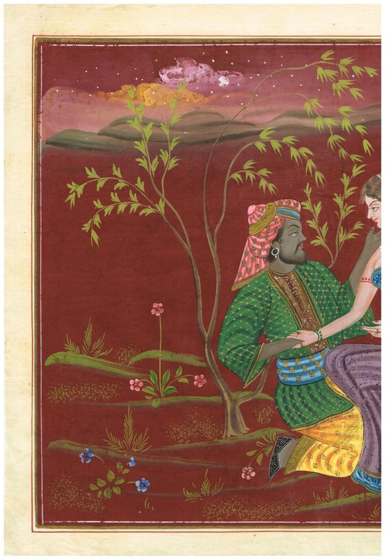 Couple Love Scene Painting Of Handmade Indian Mughal Art For Wall 22x17 Inches gallery