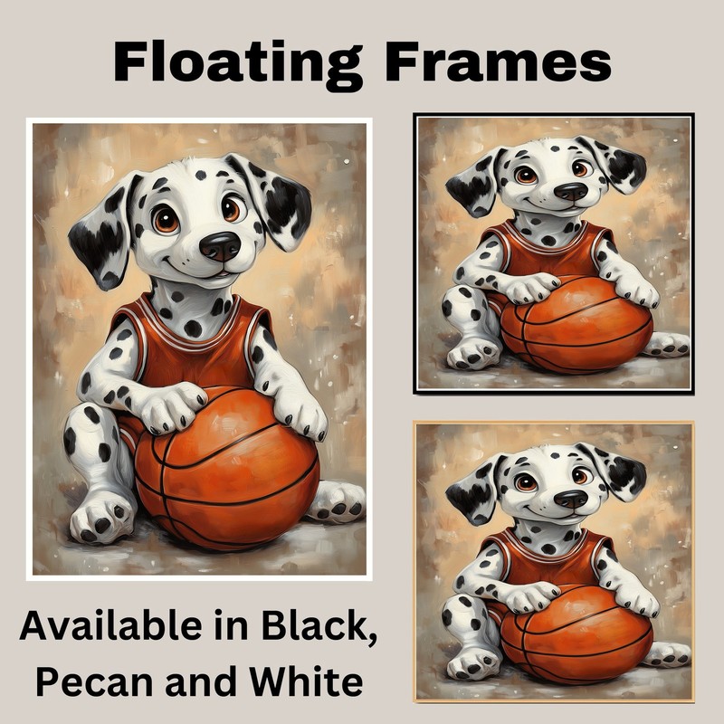 Dalmatian Basketball Wall Art Sports Decor Canvas Framed Boys Bedroom Gift gallery