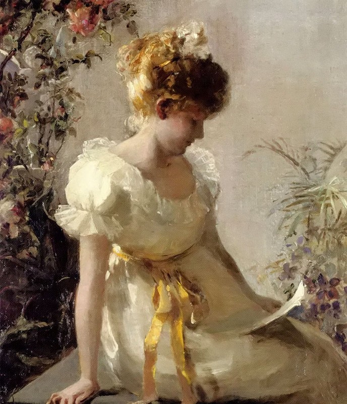 Ｏｉｌ　ｐａｉｎｔｉｎｇ jessie e gorst – the love letter young girl in spring season canvas